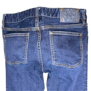 ▶️ Tory Burch ◀️ Dark Wash Blue Jean Mid Rise Straight Leg With Stretch 25